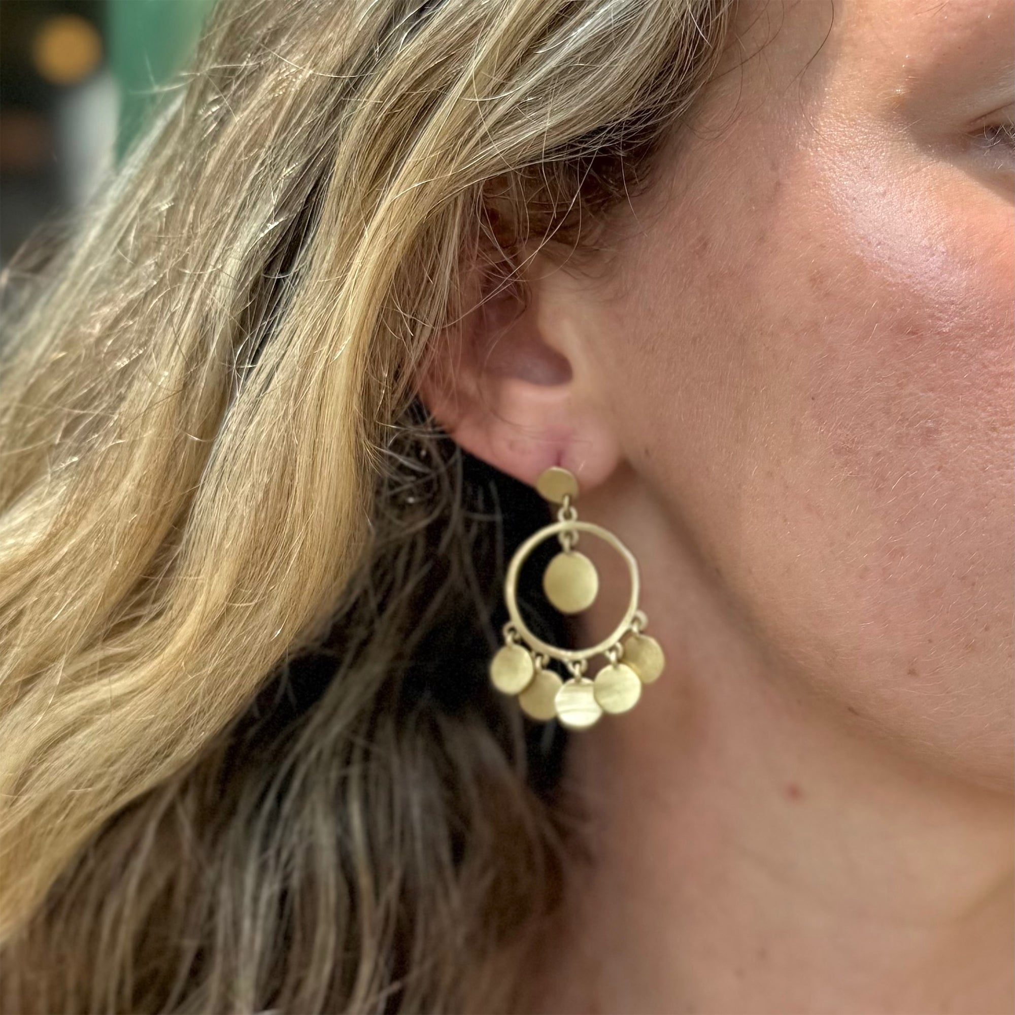 Brass Five Coin Dangle Earrings