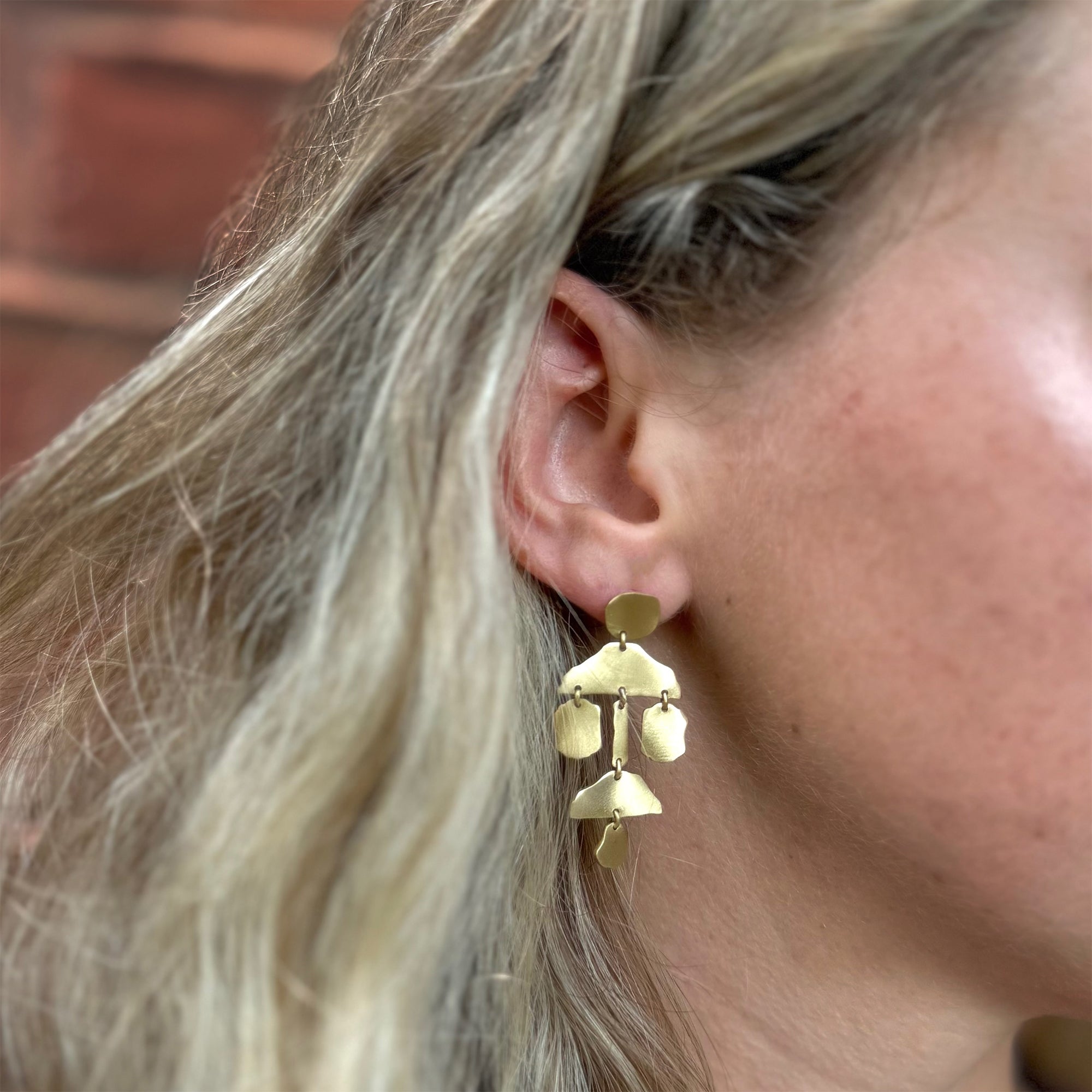 Brass Organic Shape Dangle Earrings