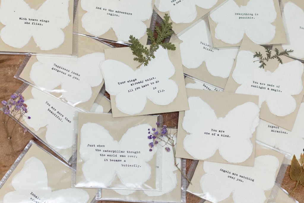 Assorted Set of 25 Mini Deckled Butterfly Cards & Envelopes
