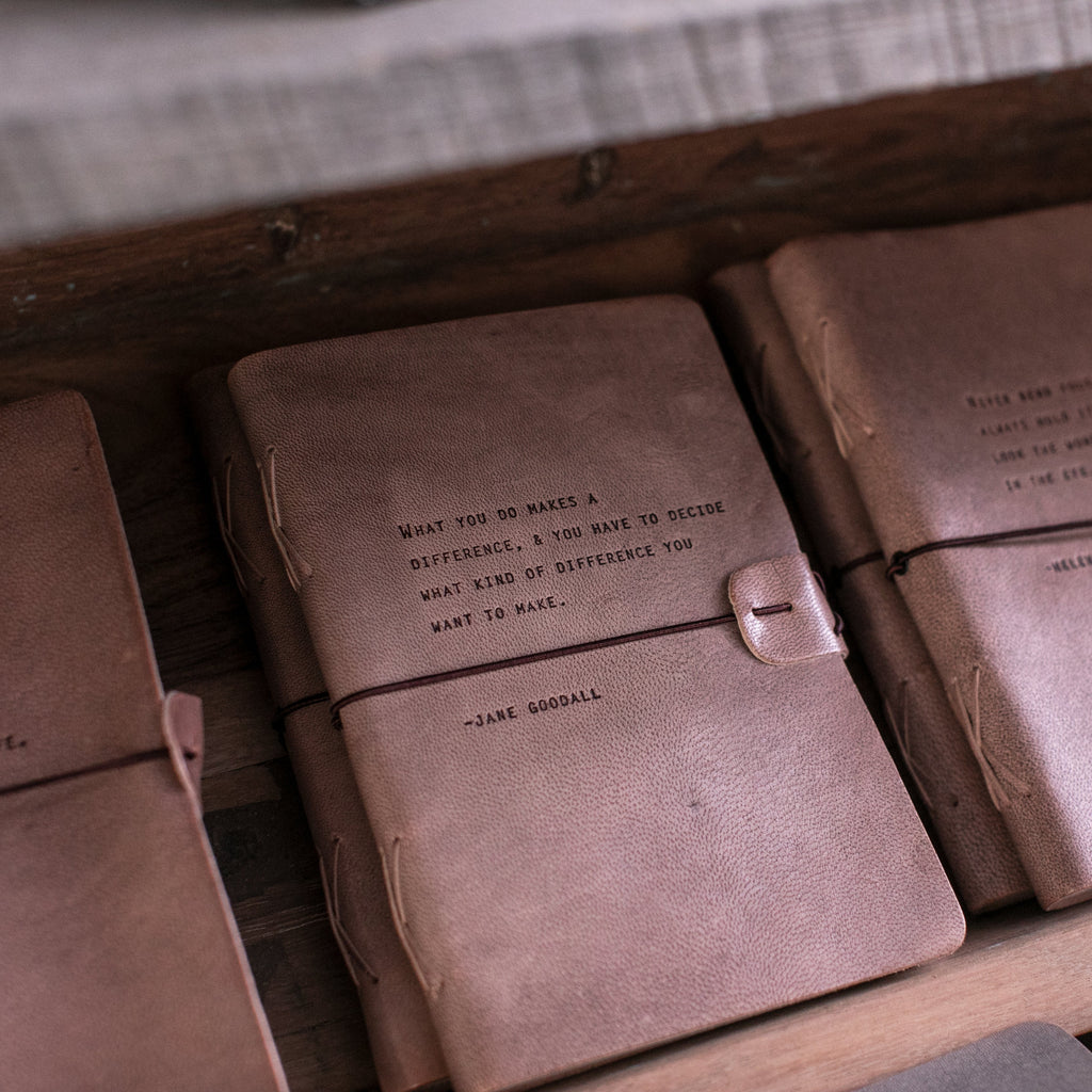 Jane Goodall Artisan Leather Journal - Blush