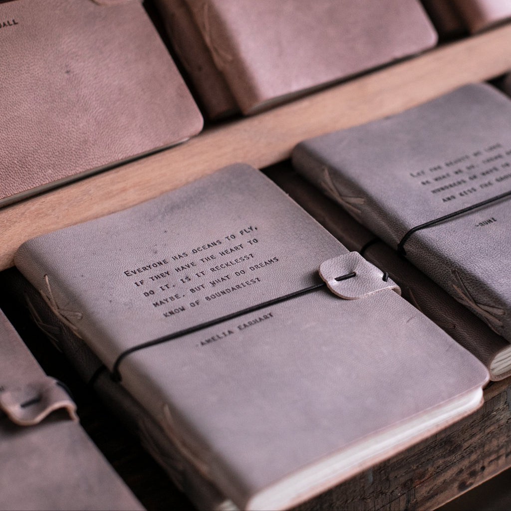 Amelia Earhart Artisan Leather Journal - Grey