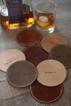 Happy Hour Leather Coaster in Auburn - Set of 4