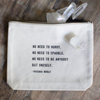 ***No Need To Hurry Canvas Zip Bag - Cream
