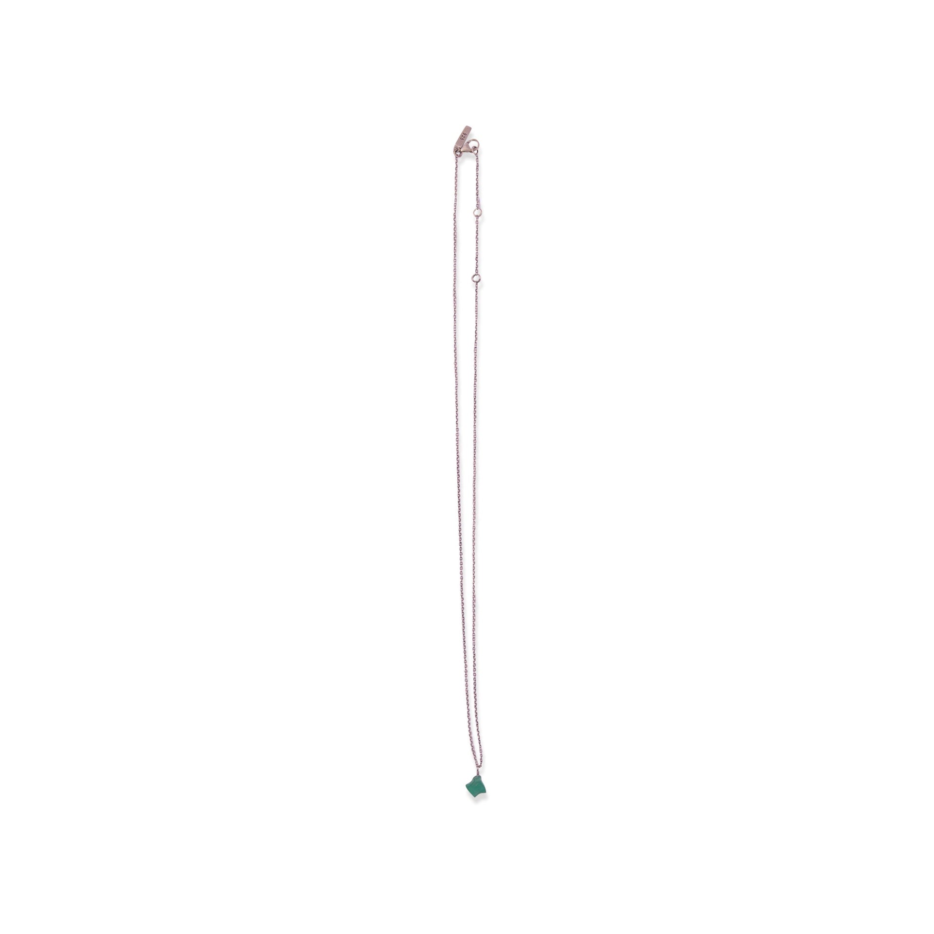 ***May Raw Birthstone Necklace in Sterling Silver (Green Onyx) Green Onyx 18" + 2" extender
