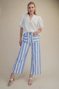 Colette Cropped Wide-Leg Stripe Pants