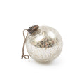 Silver Ball Design Round Glass Ornament - 4x4
