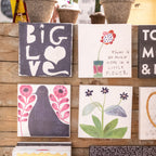 Black Bird In Flowers Art Tile