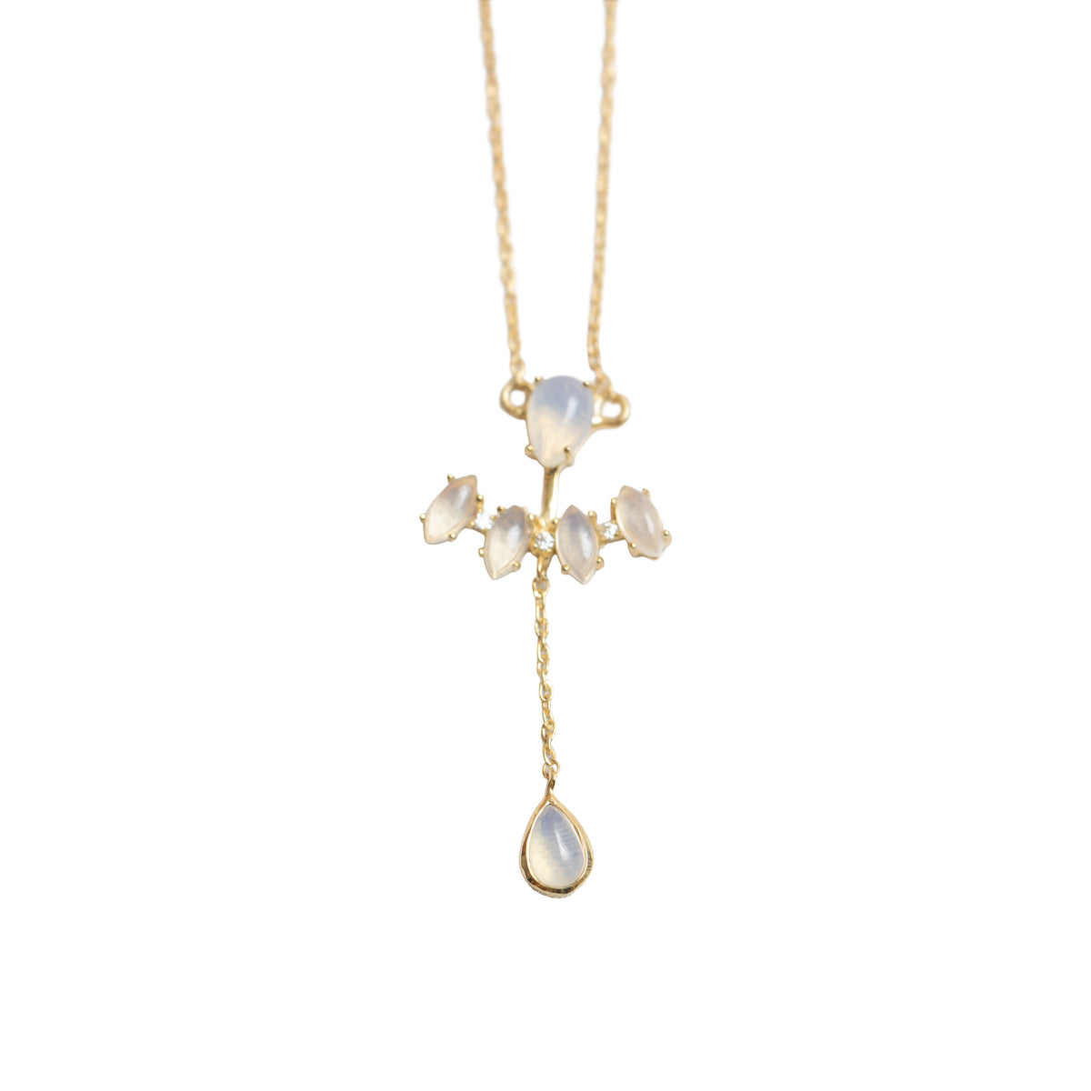 Moonstone Teardrop Dangle Necklace