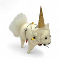 ***Fluffy white dog with sparkly party hat & lights Ornament - Mutley Crew Collection 2