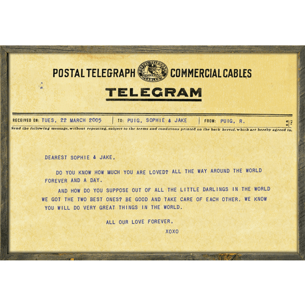 Custom Telegram Print (Grey Wood) - Art Print