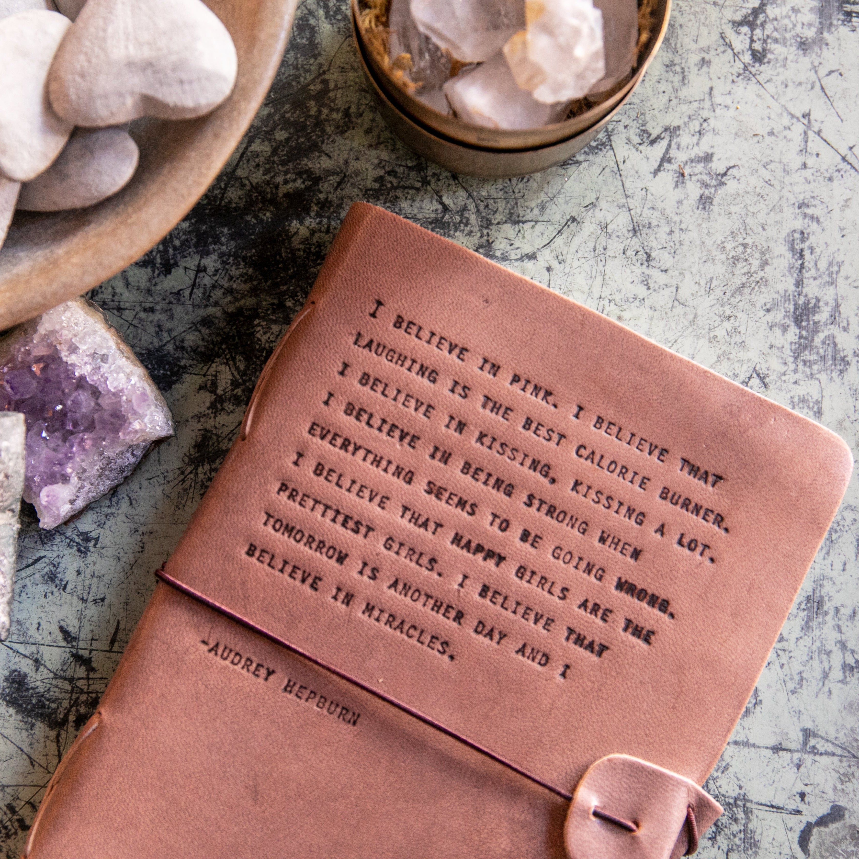 Audrey Hepburn Artisan Leather Journal - Blush