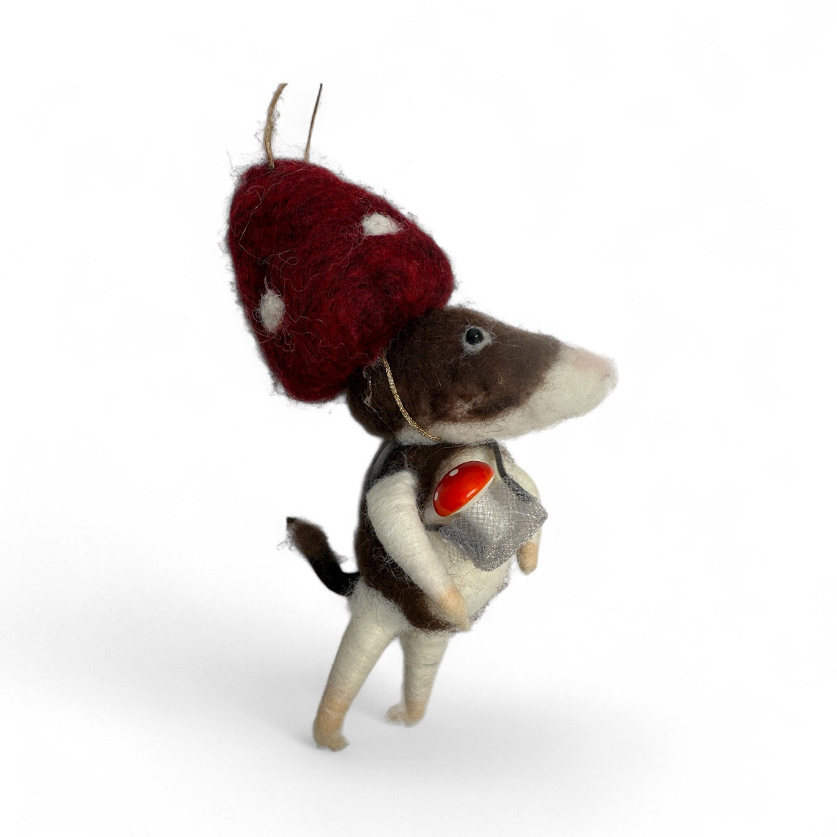 Mole with Mushroom cap hat & silver satchel - Winder Woodland Animals Collection 2