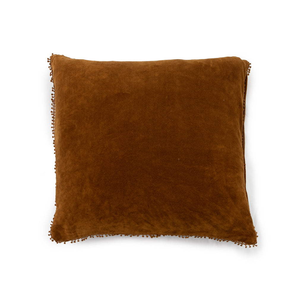 Canyon Velvet Pillow with Poms