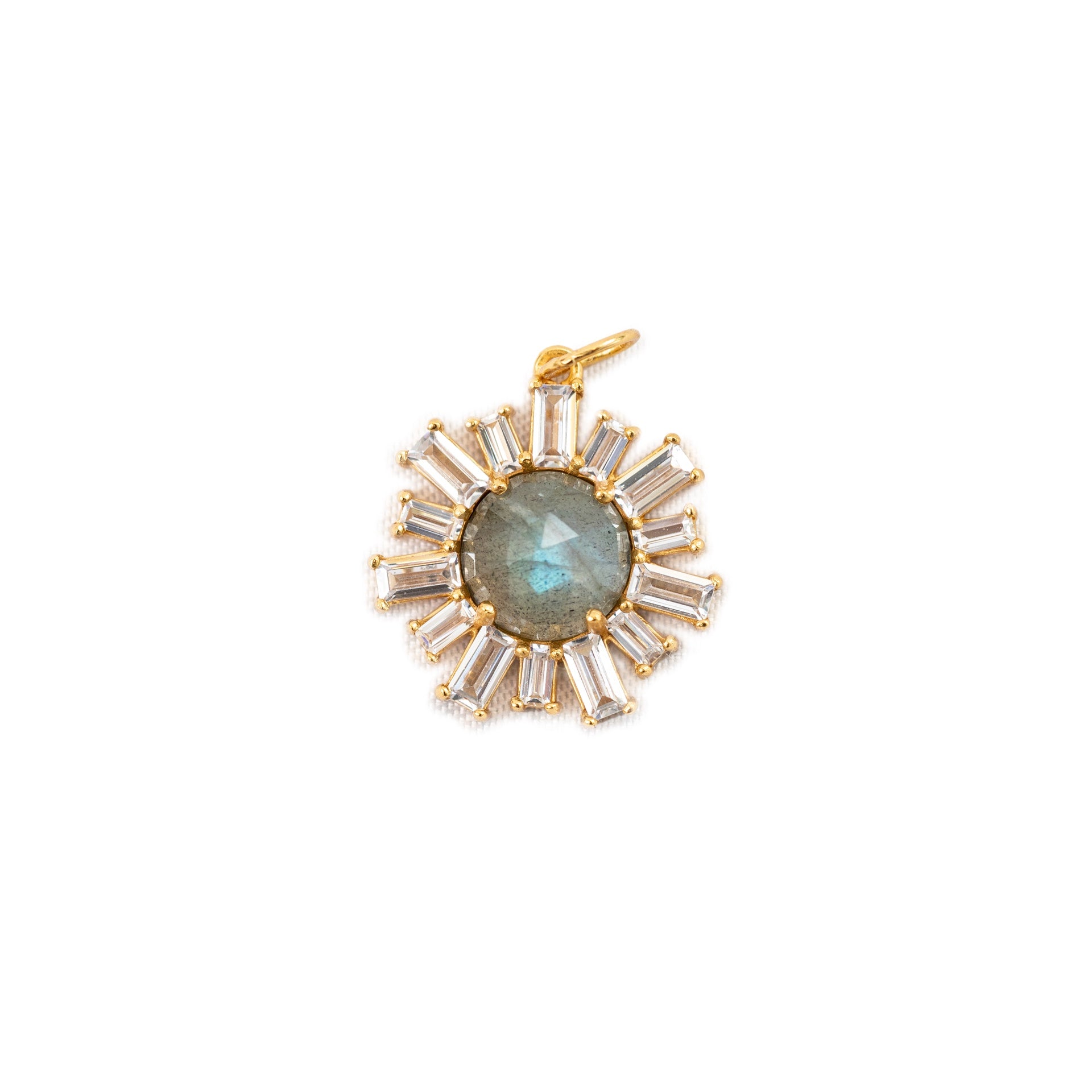 ***Labradorite and Baguette Sun Charm - 0.7"