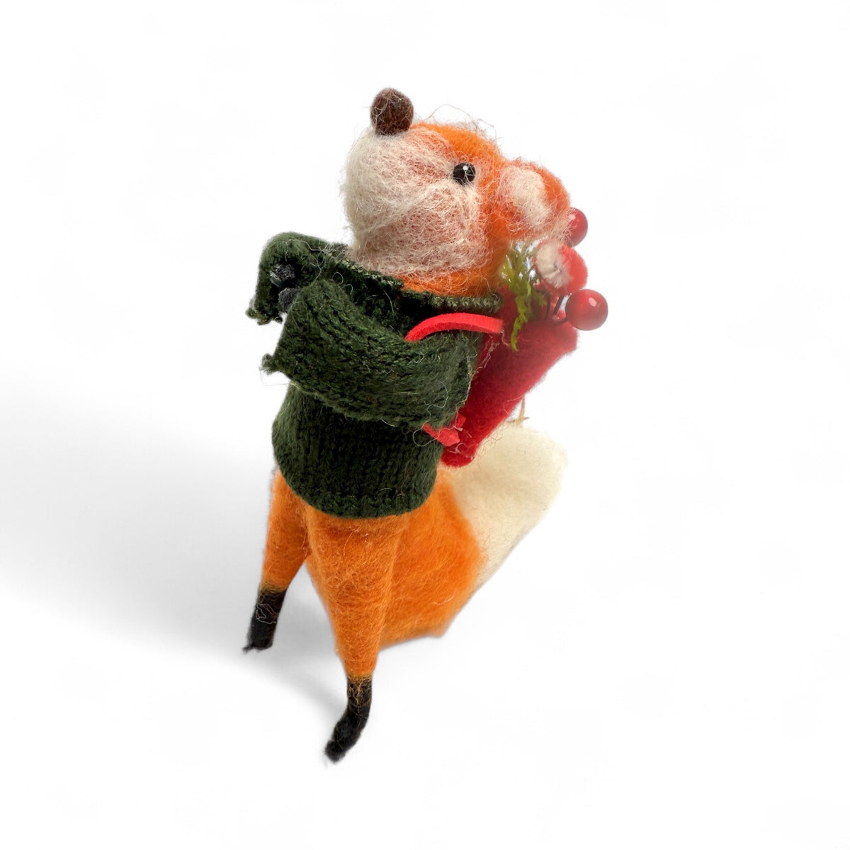 Fox with green sweater and backpack - Winter Woodland Animal Collection 2