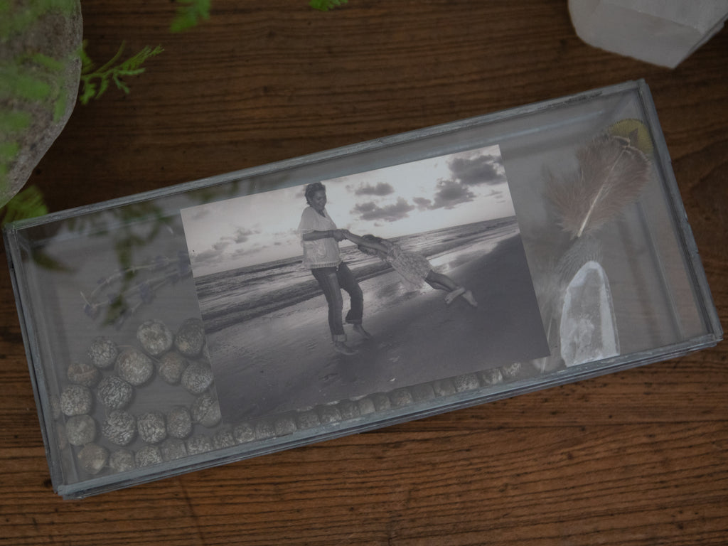 ***Skinny Rectangle Glass And Zinc Memory Box - 12x5x2