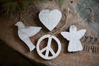 Peace Sign Whitewash Wooden Ornament