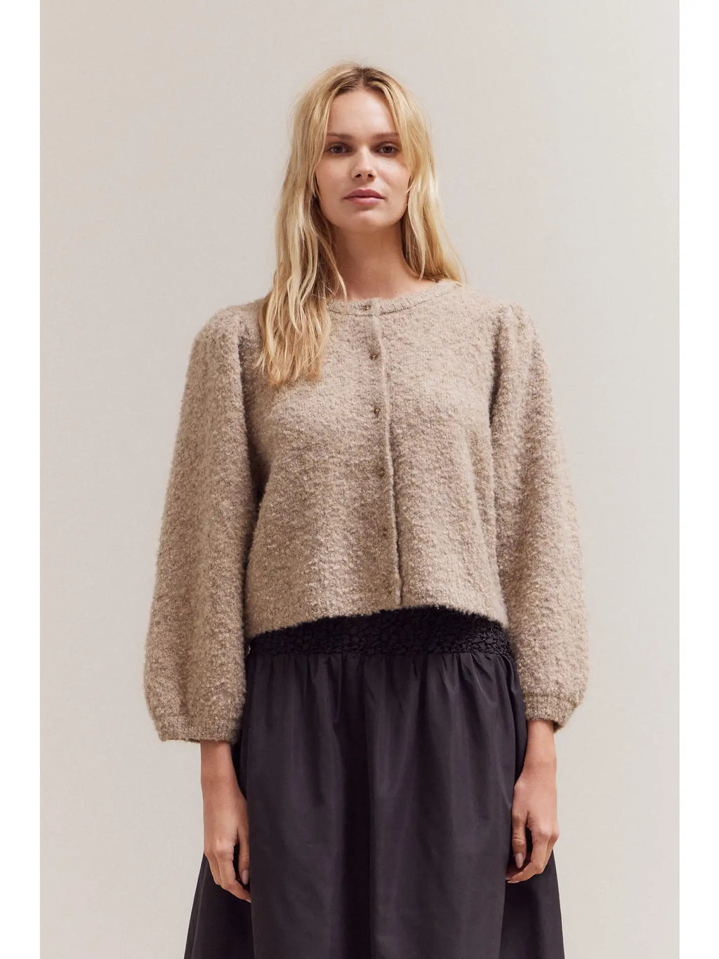 Puff Sleeve Wool Cardigan