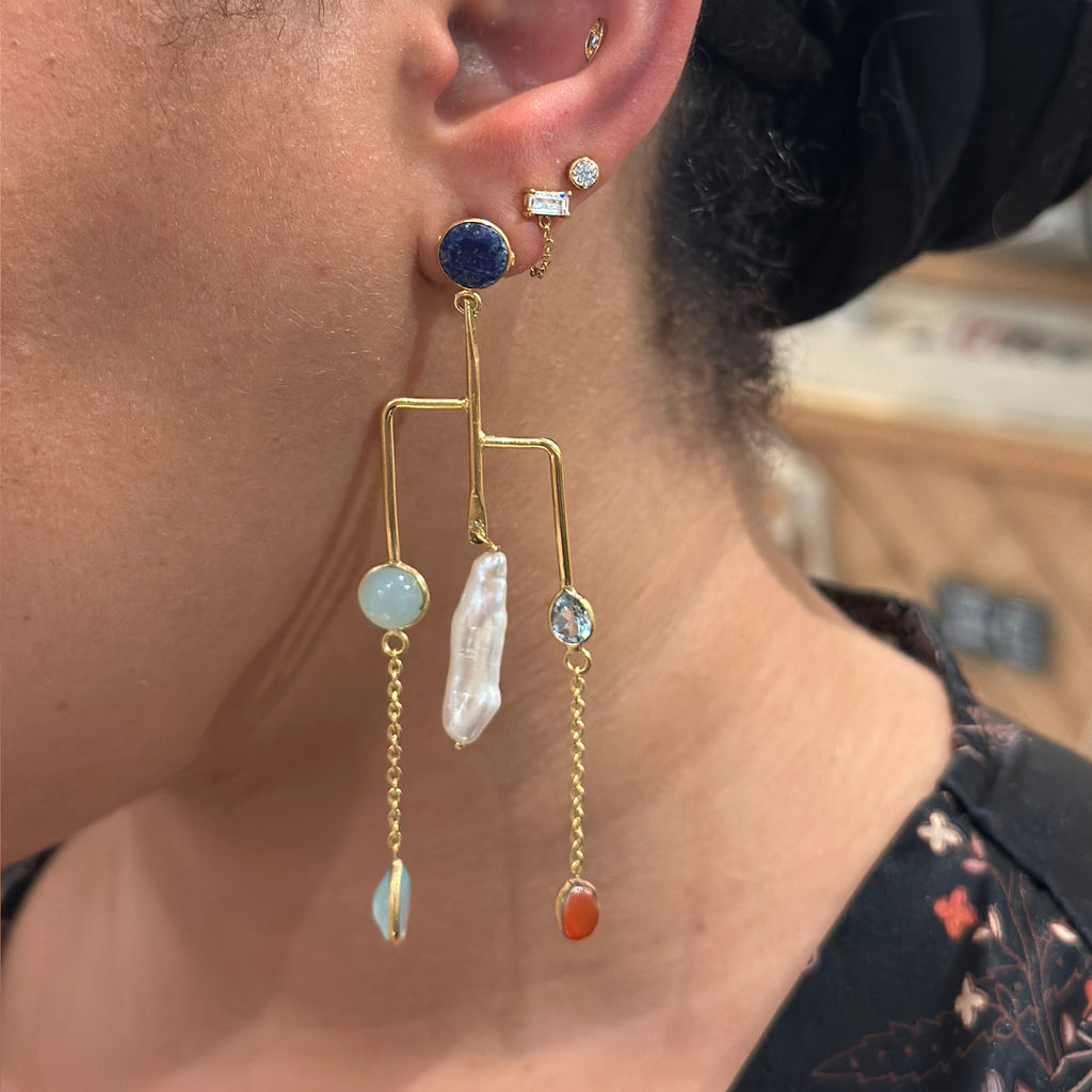 ***Multi-Stone Dangle Mobile Earrings