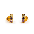 ***Gold Plated Bar Studs with Peridot, Iolite, and Amethyst