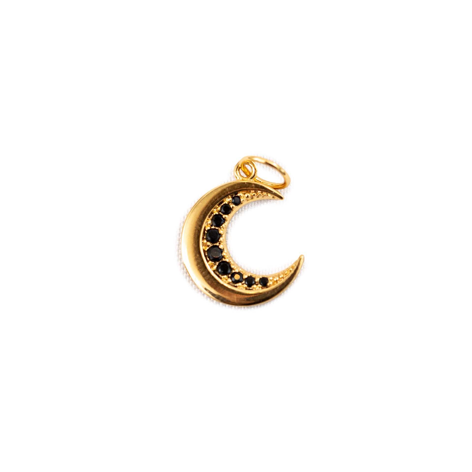 ***Black Spinel Crescent Moon Charm - 0.5"