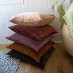 Fawn Velvet Pillow with Poms 22x22