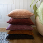 Fawn Velvet Pillow with Poms 22x22
