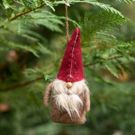 ***Felt Gnome Ornament with Maroon Hat