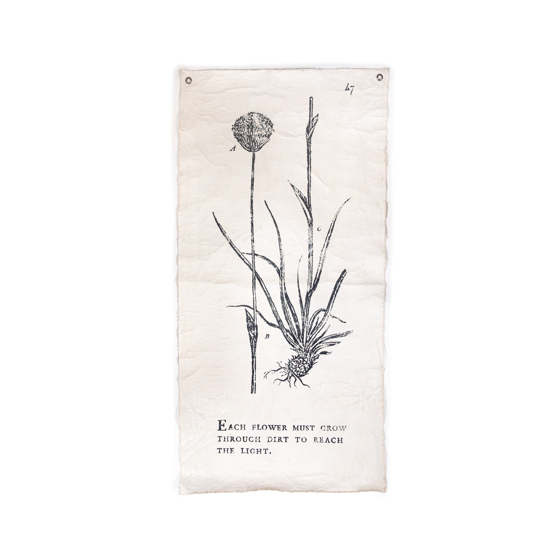 ***Each Flower Must Grow - Botanical Hand Painted Wall Hanging 32"x63" (sizes vary)