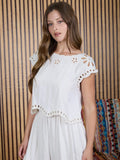 Floral Eyelet Detail Short Sleeve Blouse