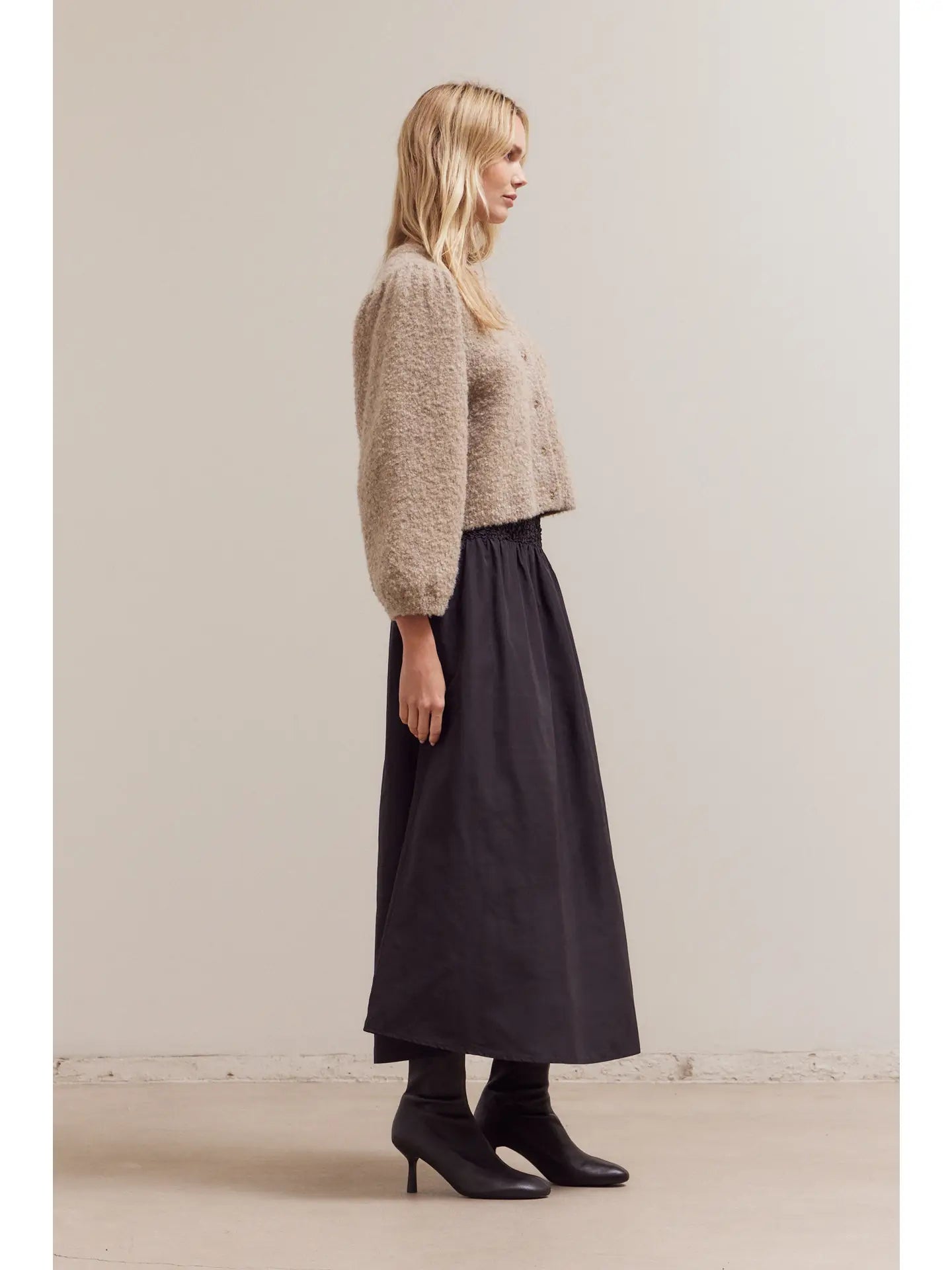 Puff Sleeve Wool Cardigan