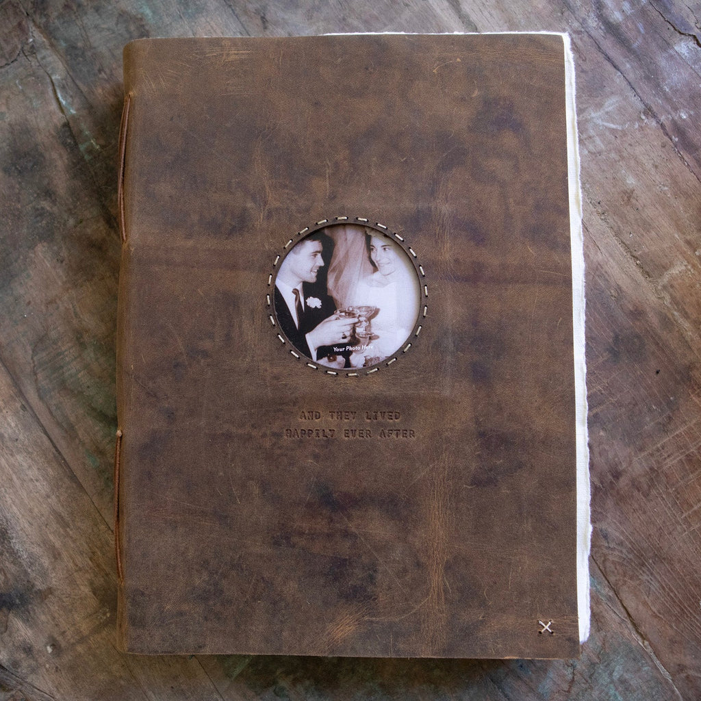 ***Welcome To The World Leather Photo Keeper 10x14 - Grey