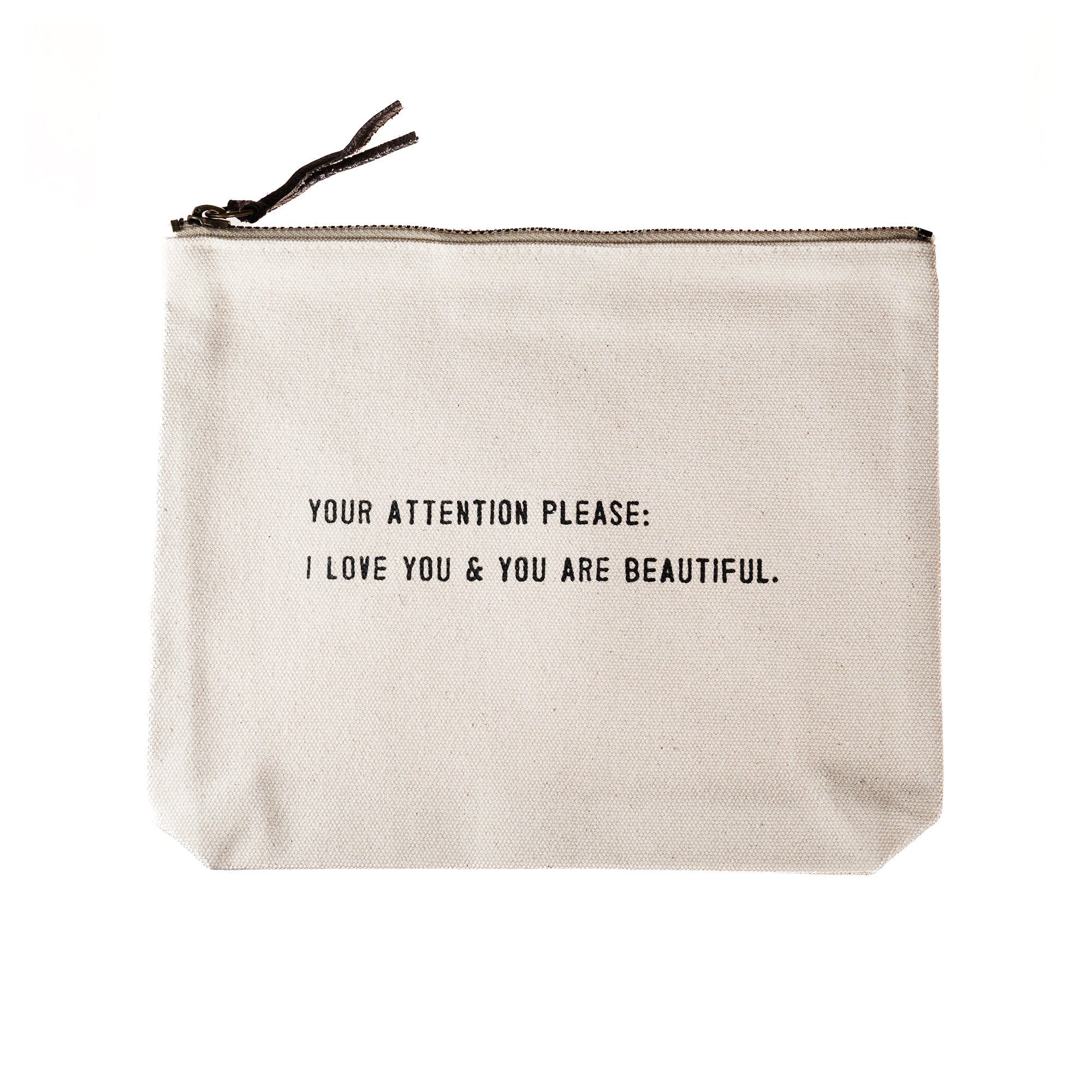 Your Attention Please Canvas Zip Bag 8.5"x7.5"