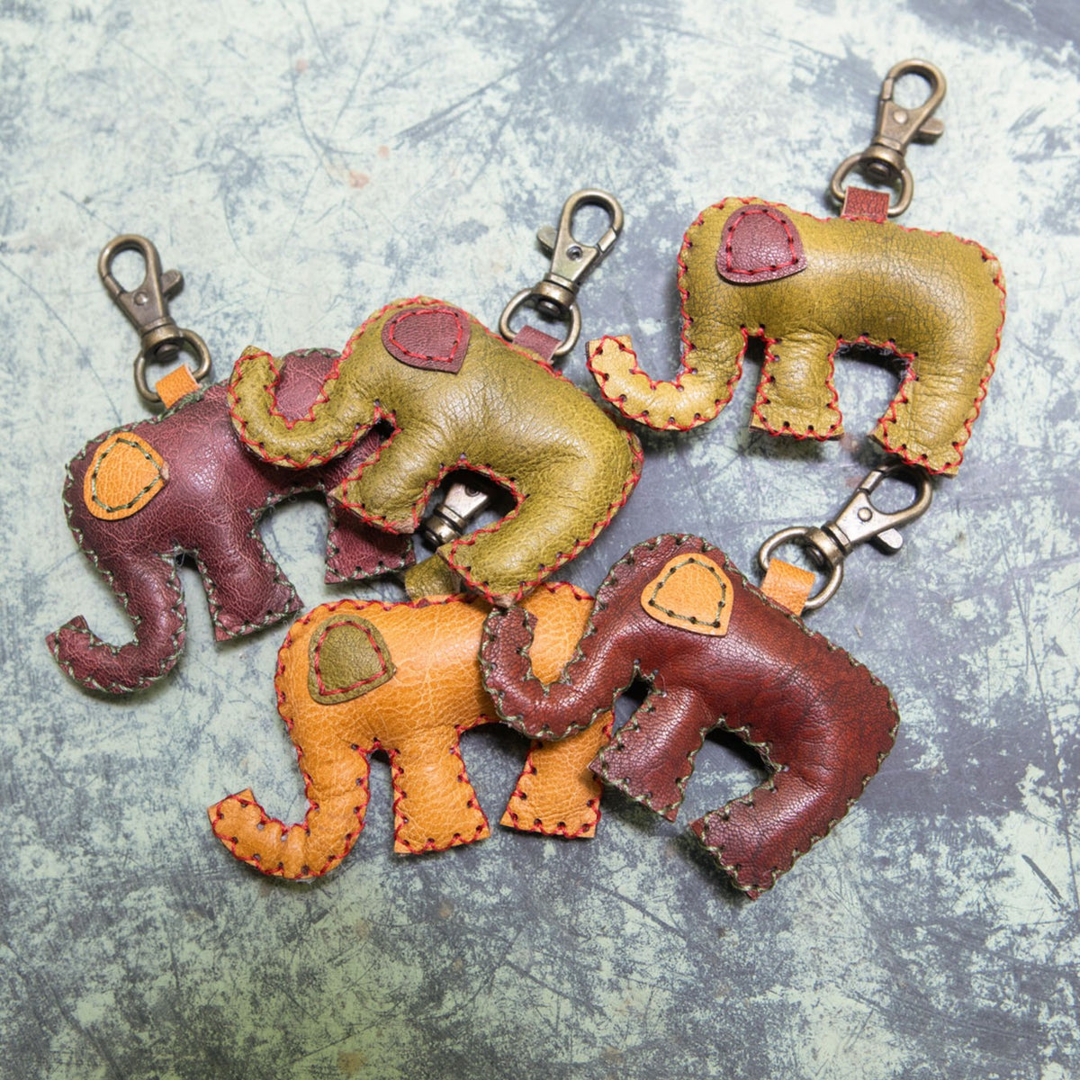 Elephant Puffy Leather Keychain - Assorted SKU