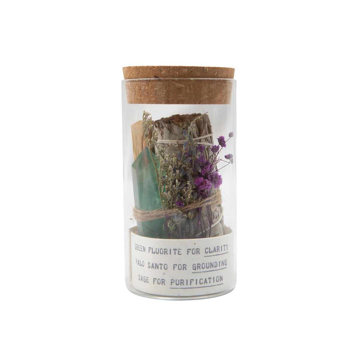 Palo Santo, Sage and Green Fluorite Smudge Jar