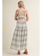 Striped Dress w Tassel and Bead Detail, Black