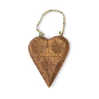 Kantha Hanging Carved Wooden Heart