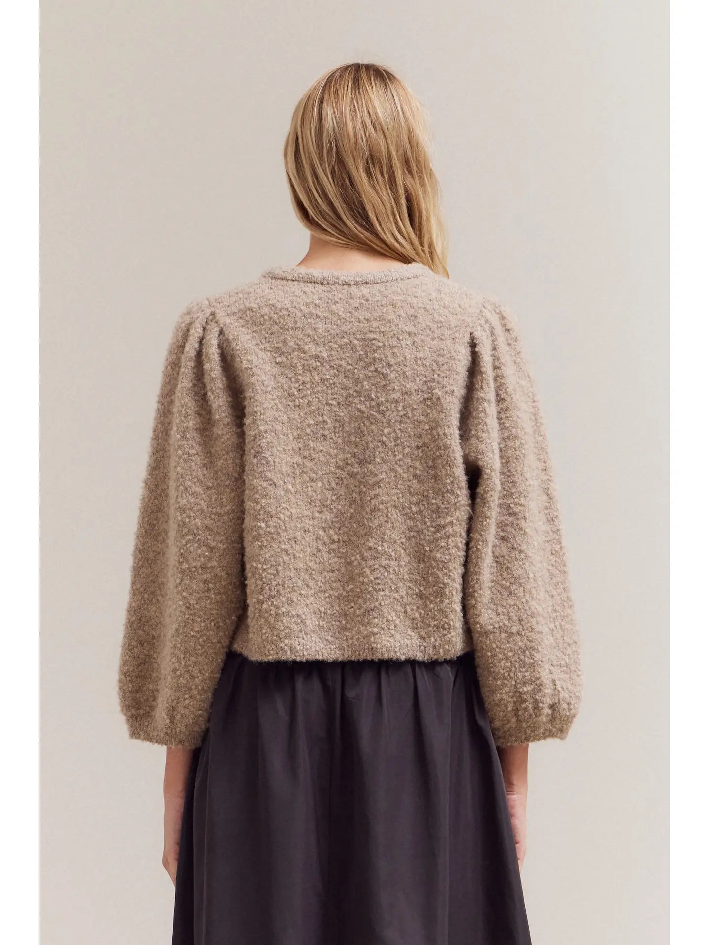 Puff Sleeve Wool Cardigan