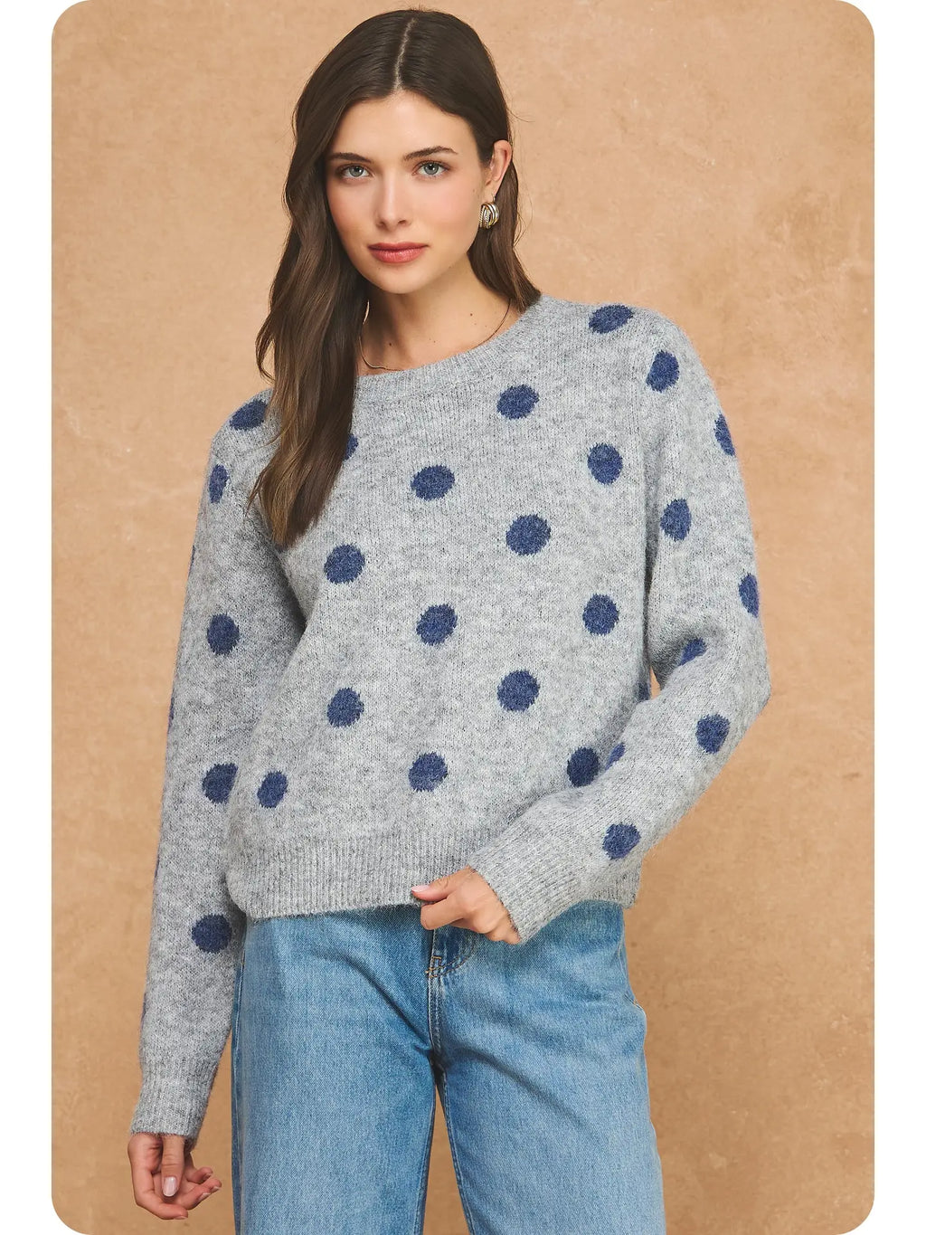 Polka Dot Sweater - Grey/Navy
