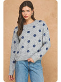 Polka Dot Sweater - Grey/Navy