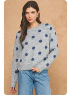 Polka Dot Sweater - Grey/Navy