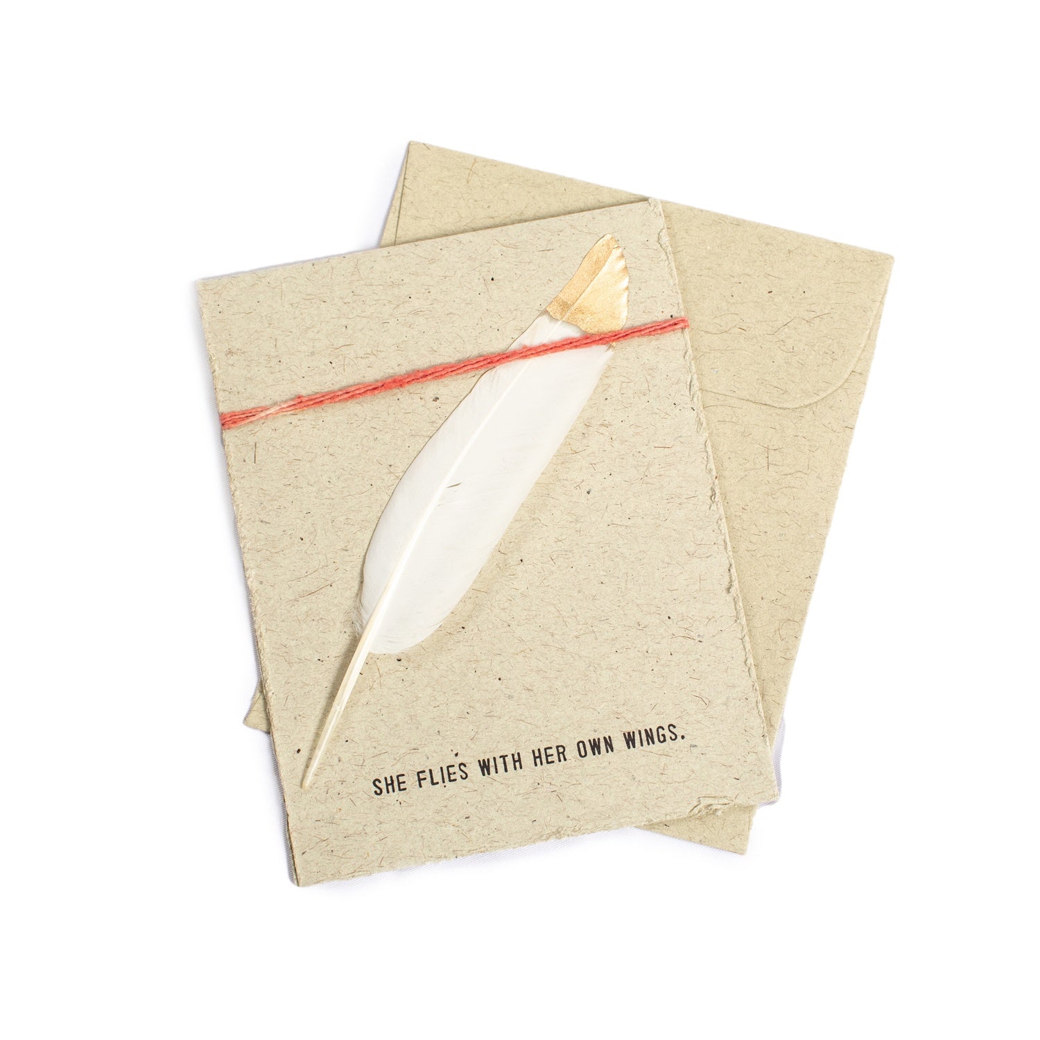 Feather Card - She Flies With Her Own Wings.