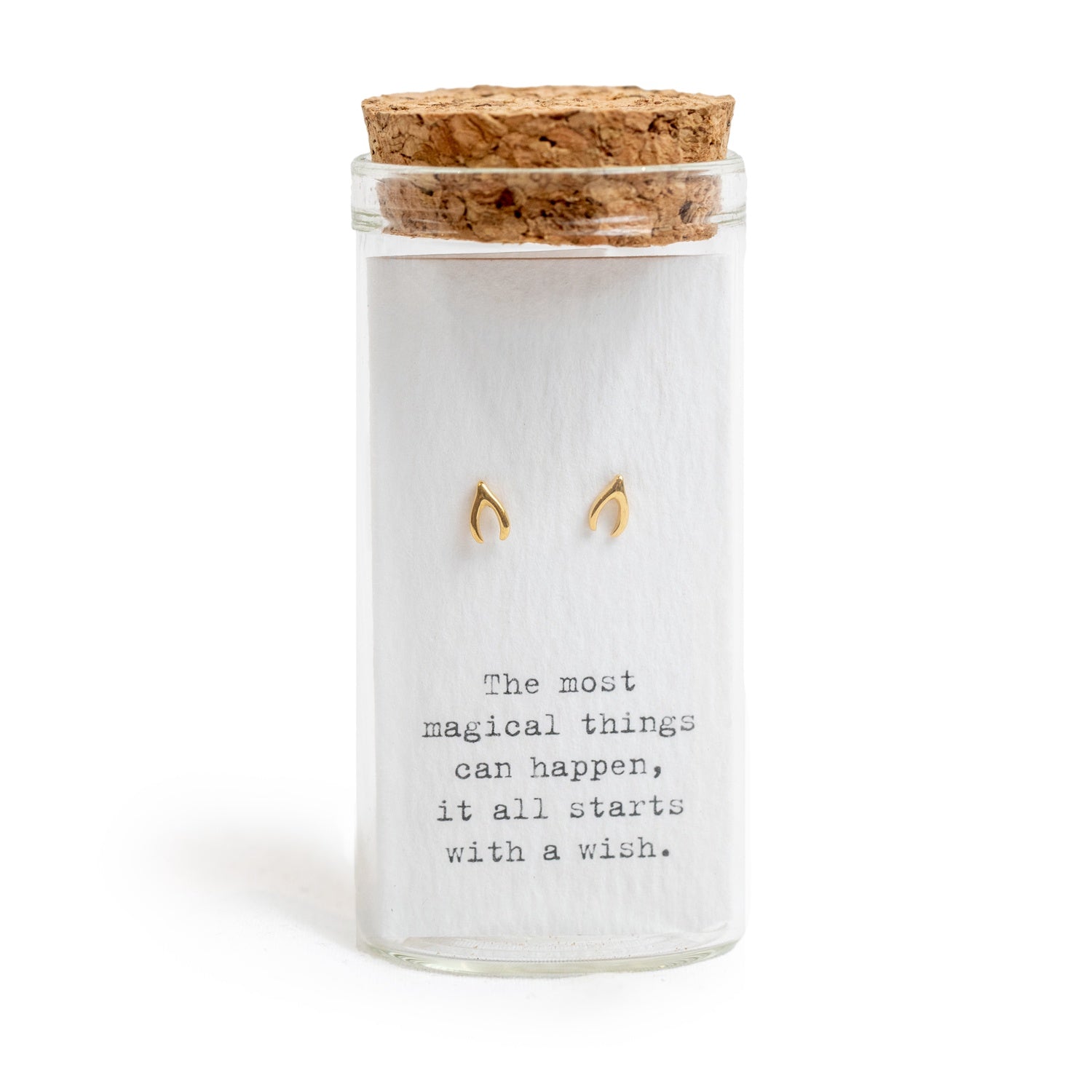 Message in a Bottle Earring Collection - Gold Wishbones