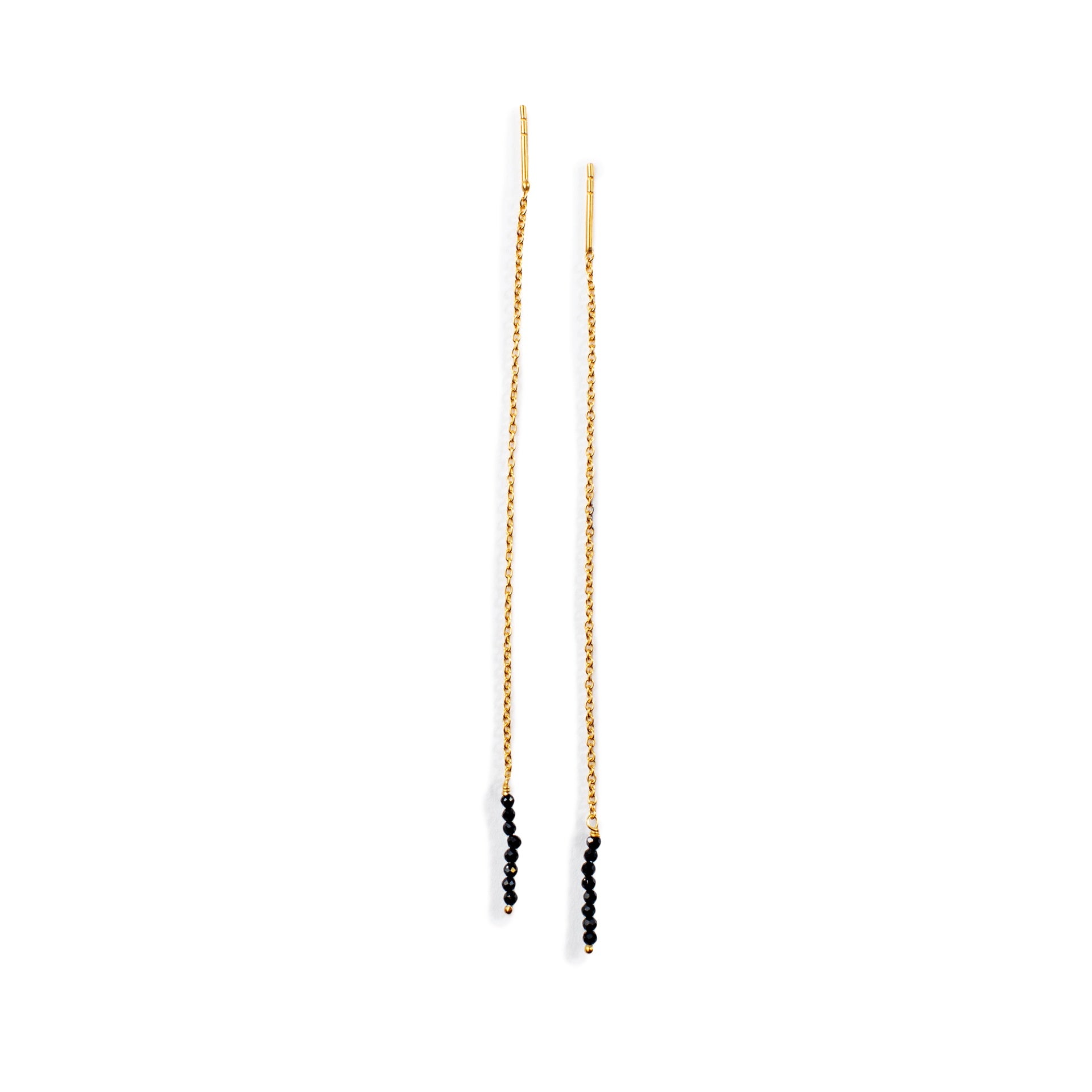 ***Beaded Linear Earrings - Gold Shiny