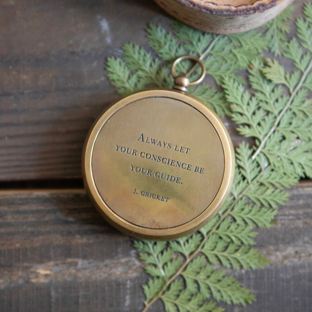 Always Let Your Conscience Compass with Leather Pouch