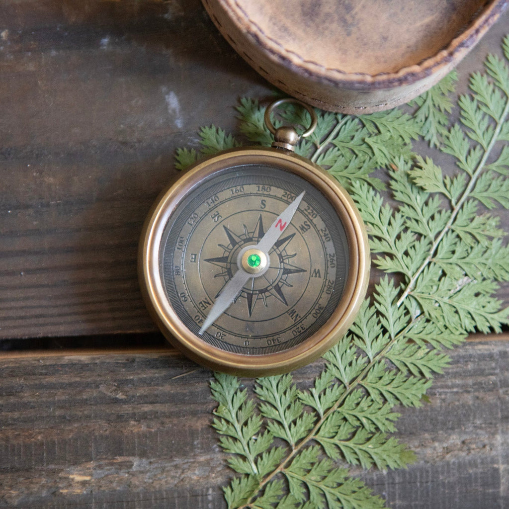 Always Let Your Conscience Compass with Leather Pouch