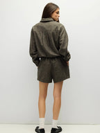 Brown Plaid Zip Up Jacket