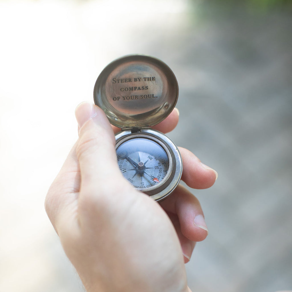 Steer By The Compass Of Your Soul with Leather Pouch