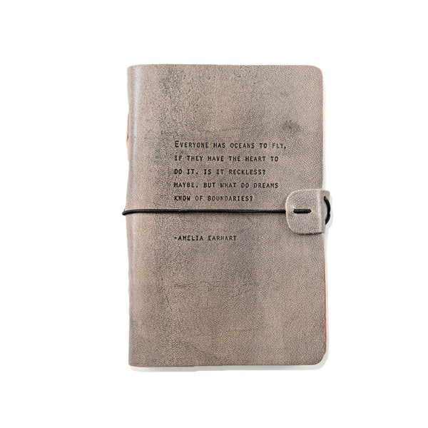 Amelia Earhart Artisan Leather Journal - Grey