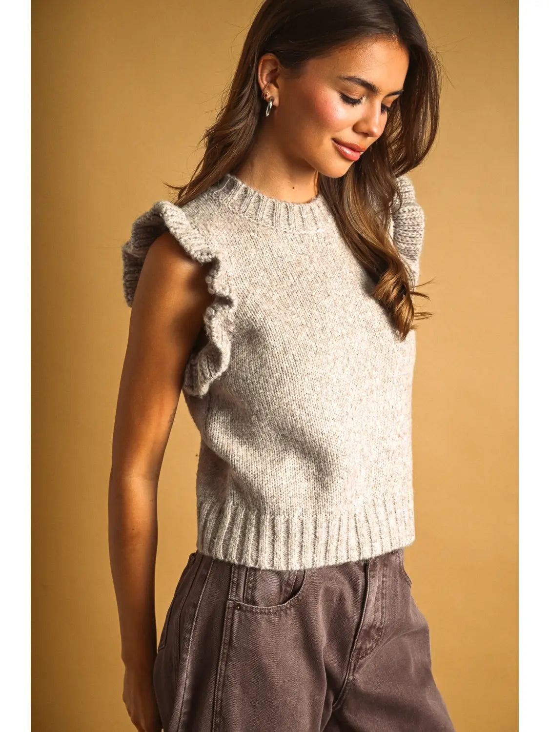 Ruffle Sleeve Sweater Top